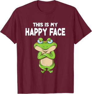 Frog this is my happy face toad frog saying T-Shirt - T-Shirt | Maroon