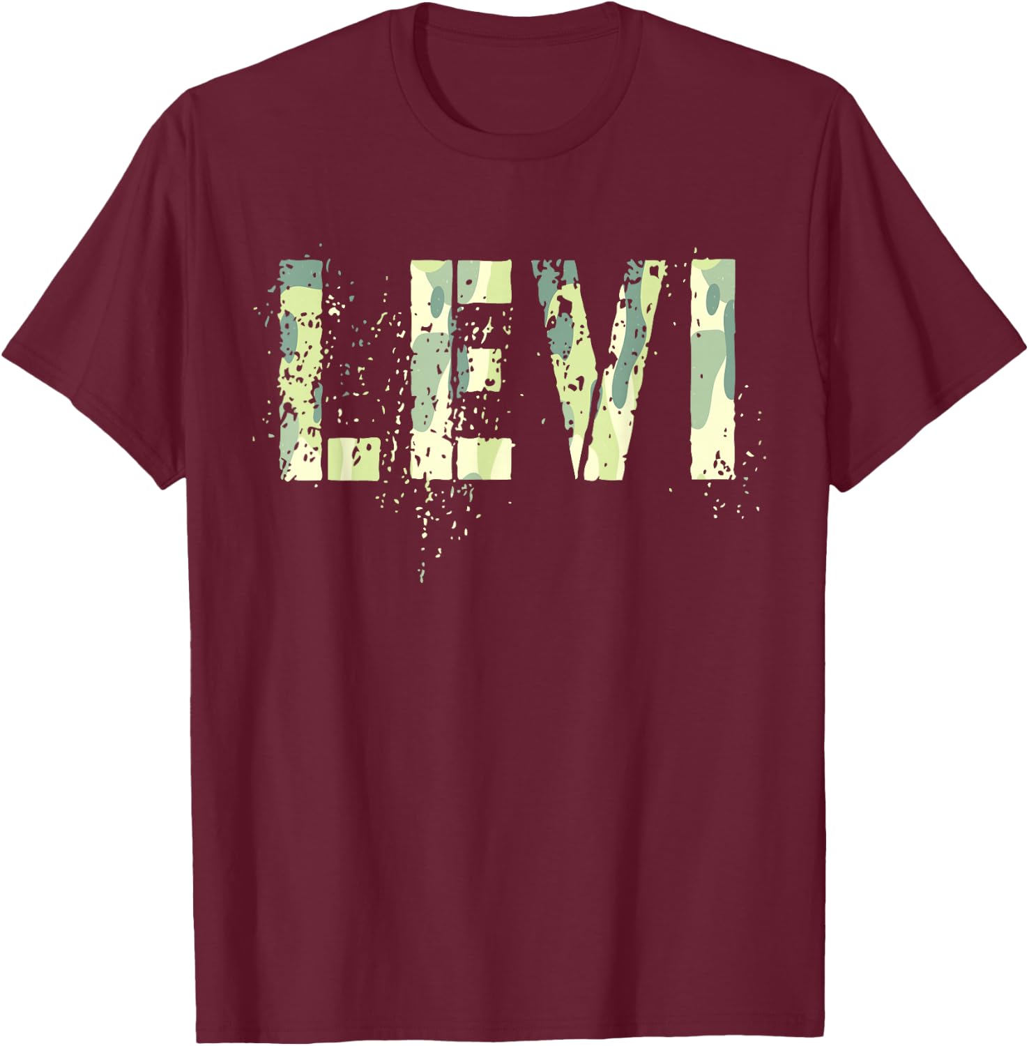 Personalized Name LEVI Camo Boy Military Birthday Father Son T-Shirt - T-Shirt | Maroon