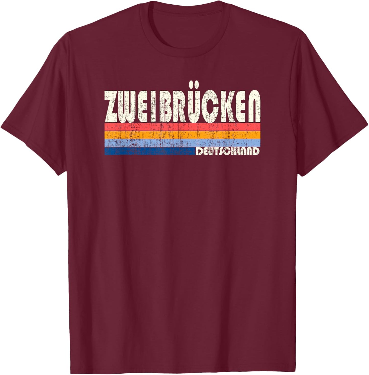 Retro Vintage 70s 80s Style Zweibrücken, Deutschland T-Shirt - T-Shirt | Maroon