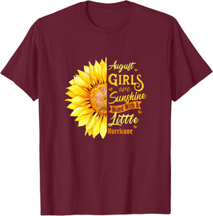 August Girls Are Sunshine Mixed Little Hurricane T-Shirt - T-Shirt | Maroon