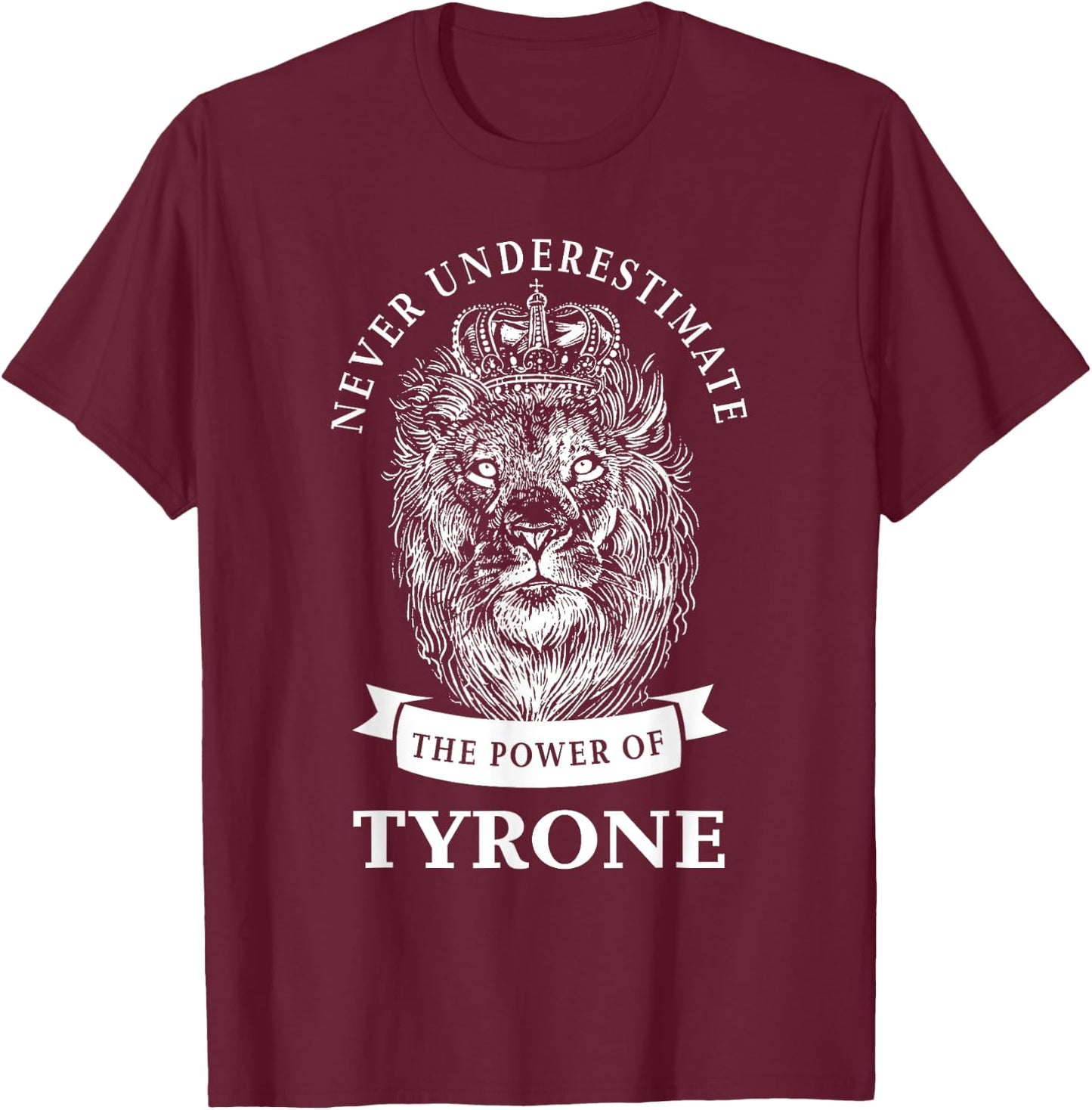 Tyrone Name Lion T-Shirt - T-Shirt | Maroon