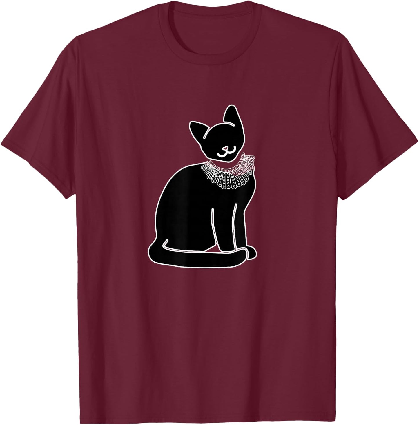 Cat with Ruth Bader Ginsburg Collar RBG T-Shirt - T-Shirt | Maroon