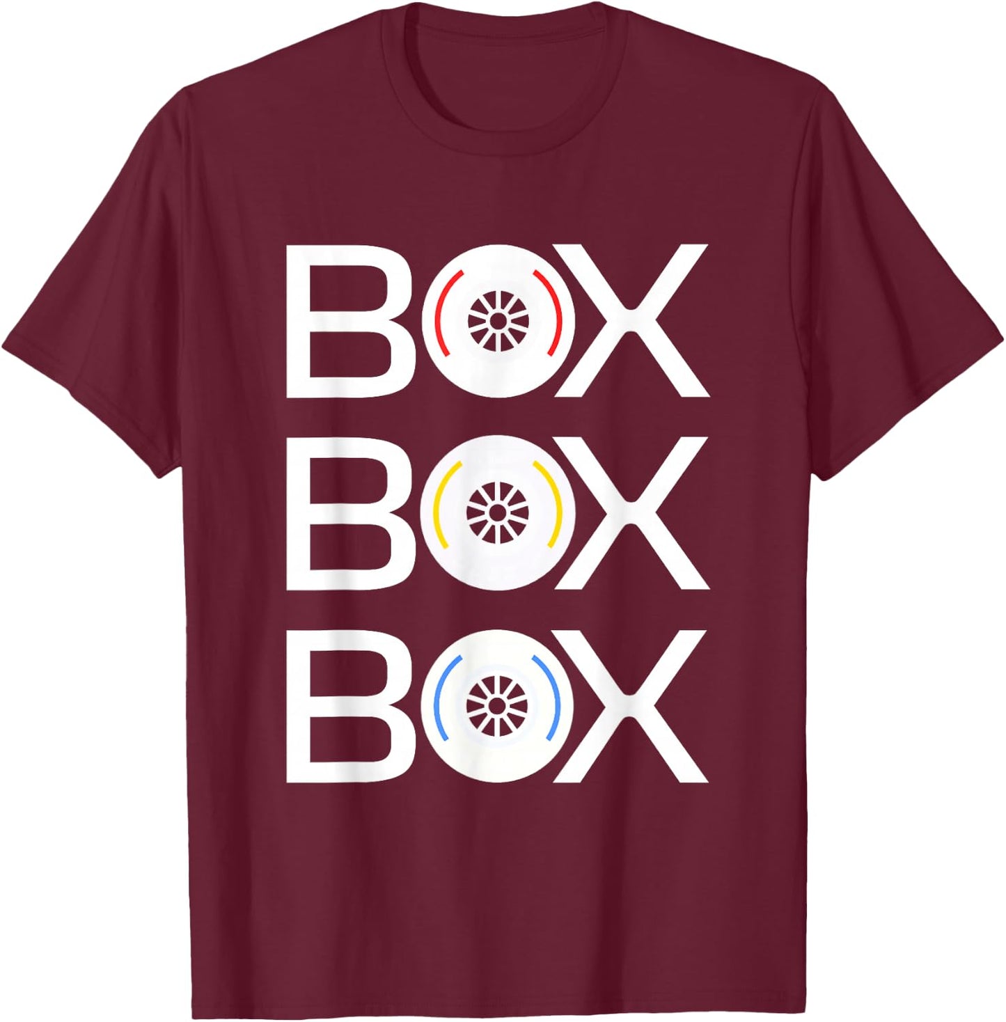 Box Box Box Radio Call Racer to the Pit Crew Tyre Racing T-Shirt - T-Shirt | Maroon