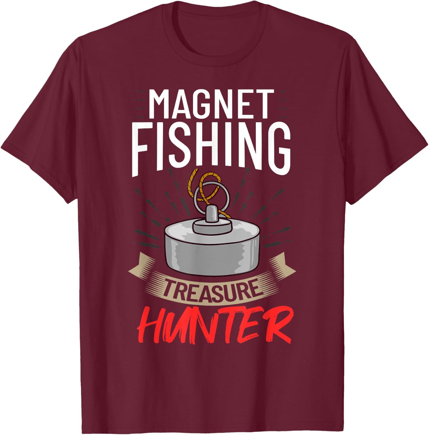 Magnet Fishing Beginner Fisher Usa Fisherman T-Shirt - T-Shirt | Maroon