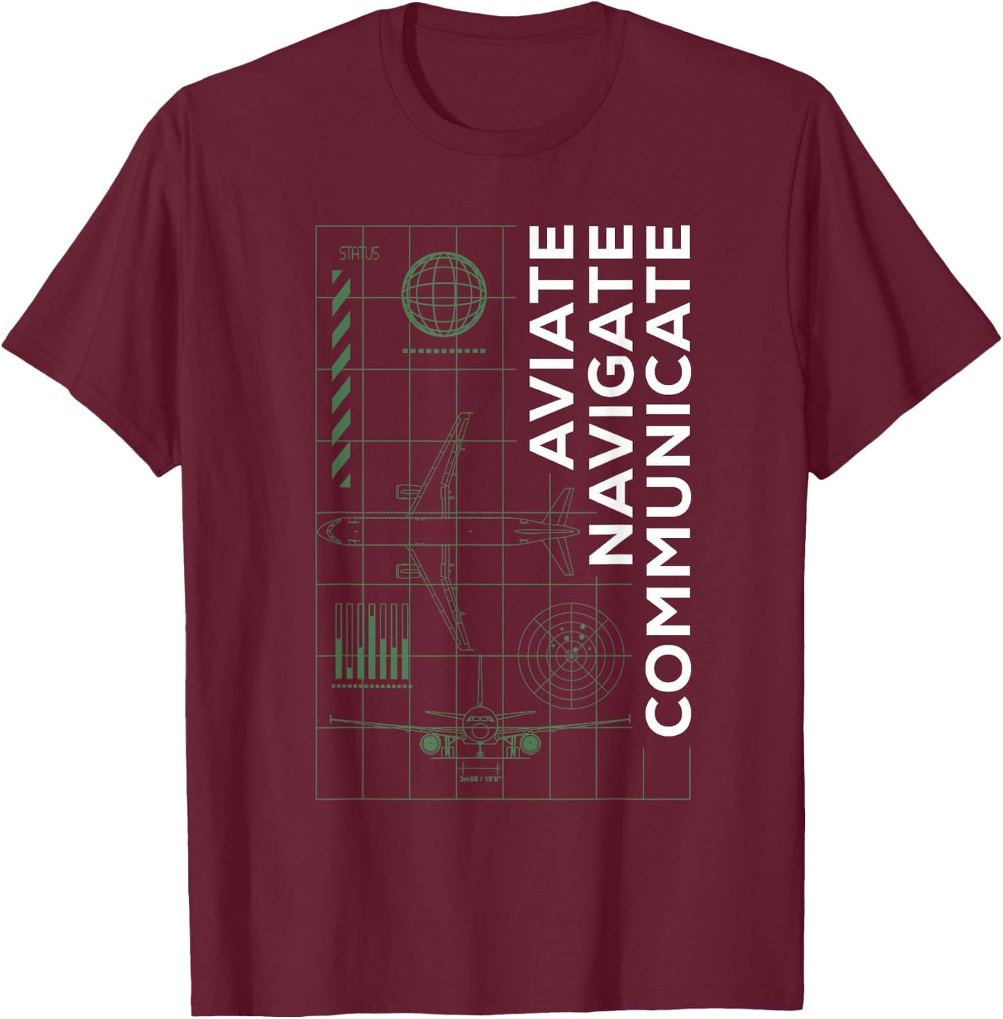 Pilot Aviate Navigate Communicate Aviation T-Shirt - T-Shirt | Maroon