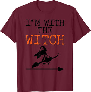 Halloween Shirts I'm With The Witch Funny Halloween T-Shirt - T-Shirt | Maroon