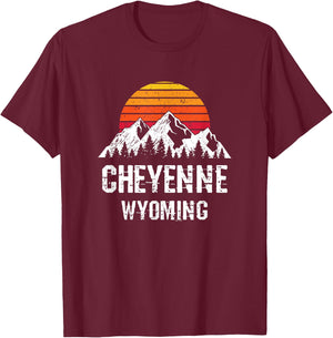 Cheyenne Wyoming Distressed Retro Gift T-Shirt - T-Shirt | Maroon