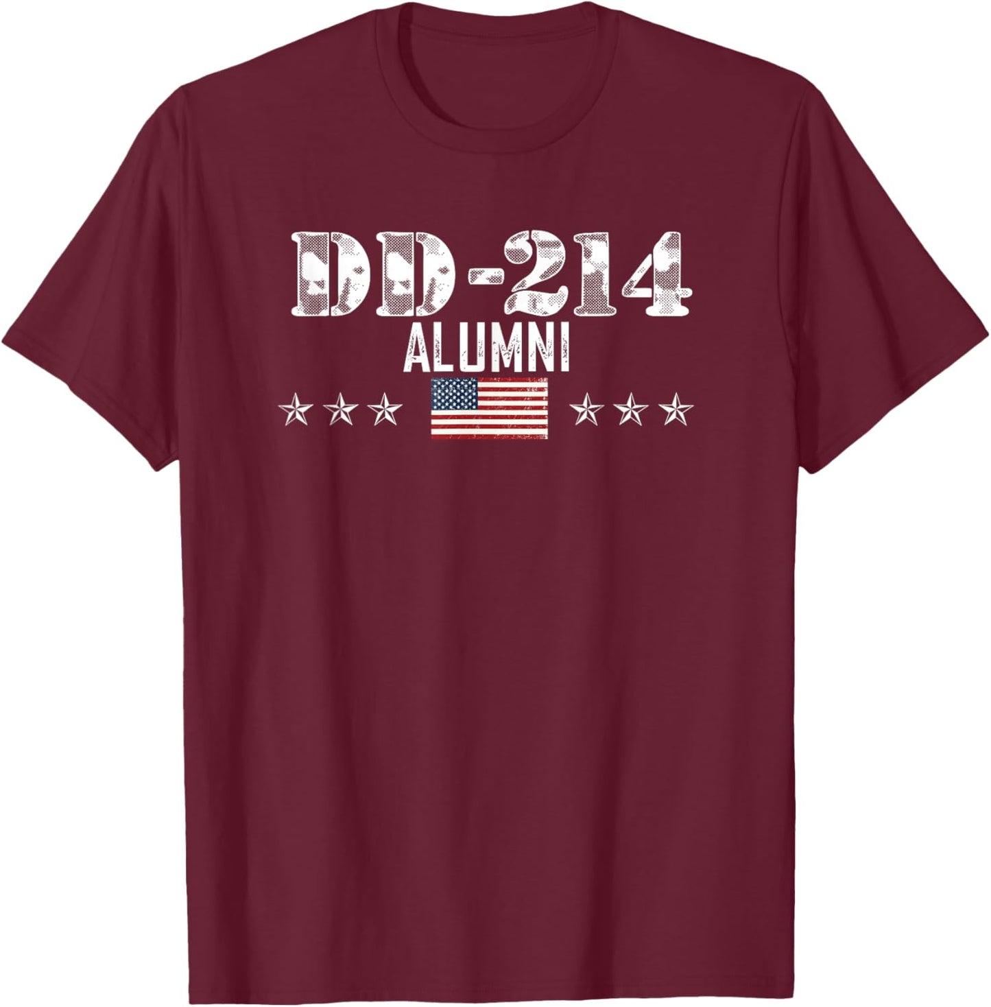 Vintage DD214 T Gift USA Armed Forces Alumni US Flag T-Shirt - T-Shirt | Maroon