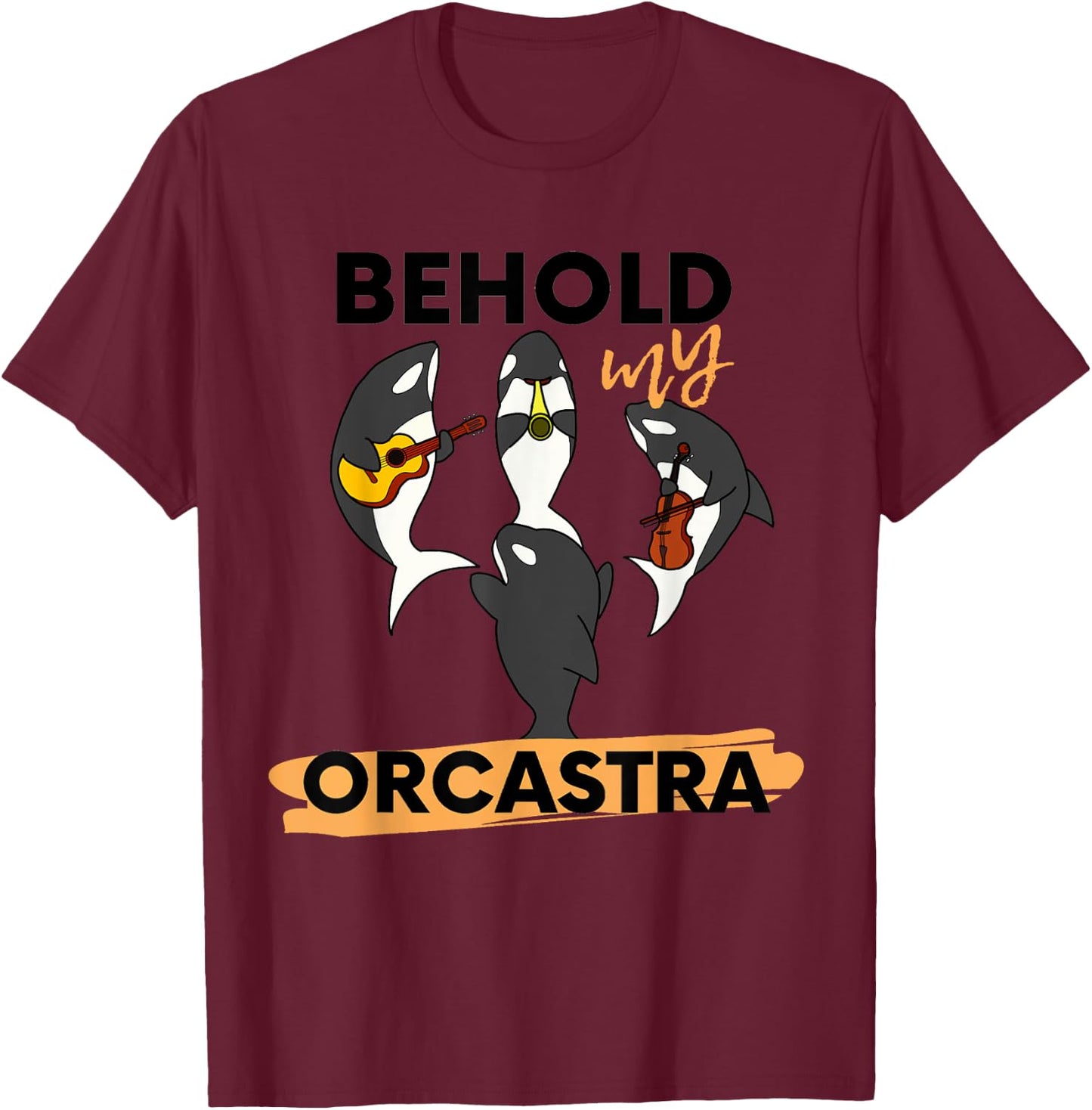 Funny Orca Orcastra Graphic Killer Whale Pun Gift T-Shirt - T-Shirt | Maroon