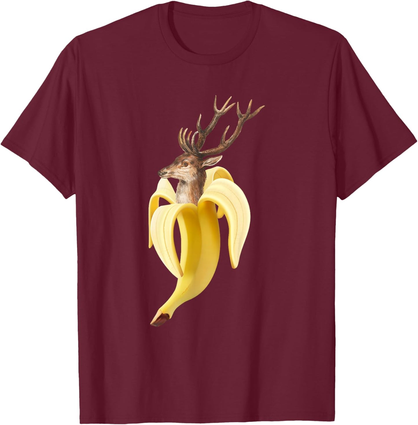 Deer in Banana Hunter Forest Deer T-Shirt - T-Shirt | Maroon
