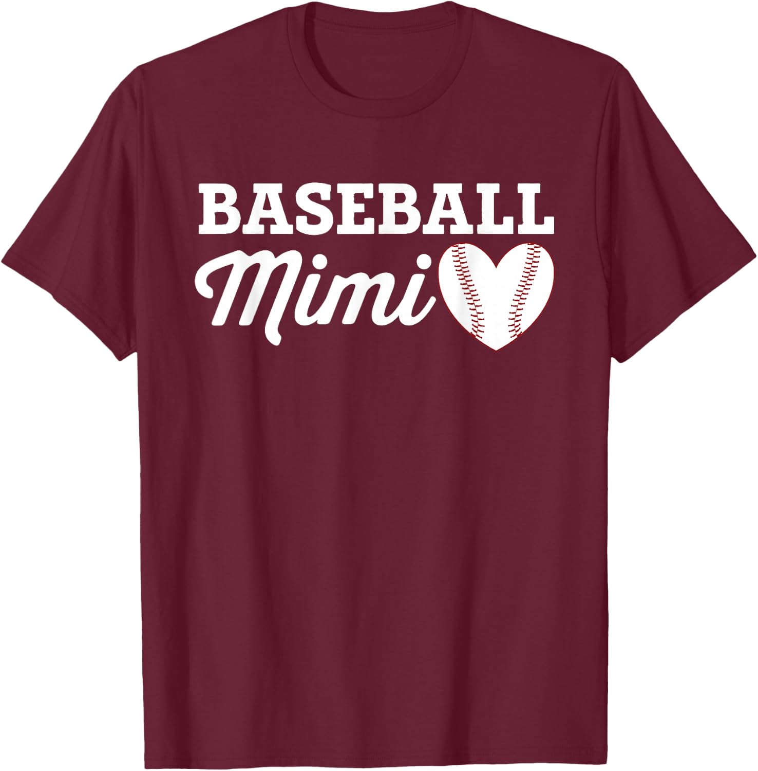 Baseball Mimi Love Heart Baseball Sports T-Shirt - T-Shirt | Maroon