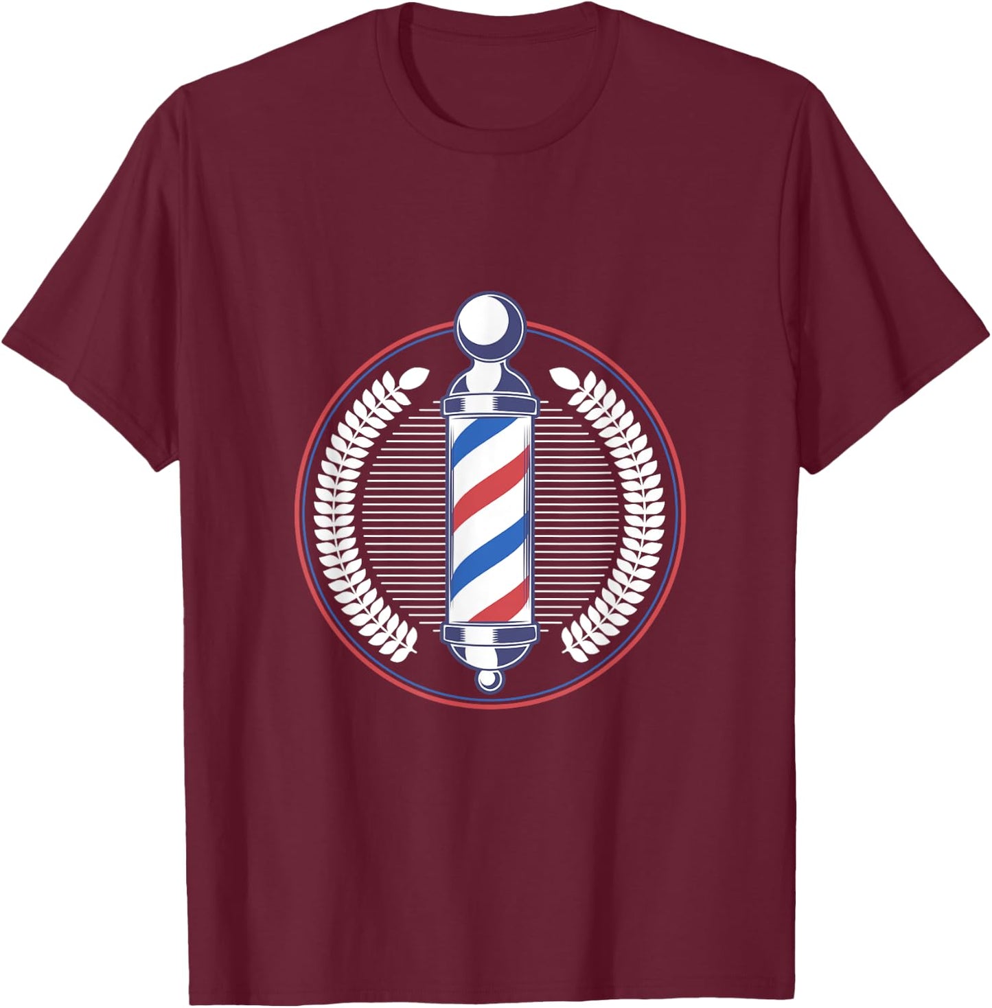 Barber Pole Barber Shop T-Shirt - T-Shirt | Maroon