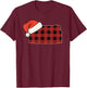 Kansas Plaid Christmas Santa Hat Holiday Matching Design T-Shirt - T-Shirt | Maroon