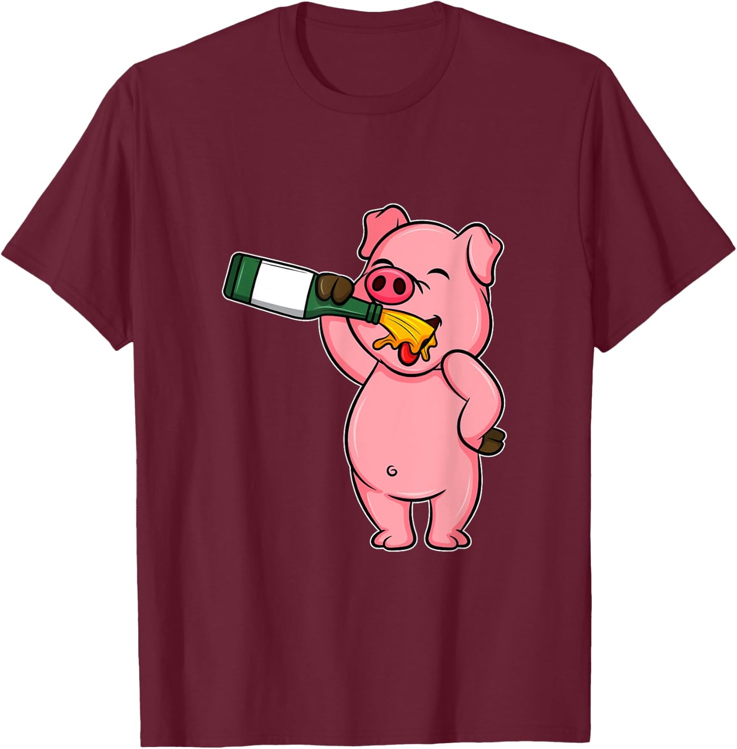 Funny Beer Day Pig Shirt I Alcohol Drink Party Wine T-Shirt - T-Shirt | Maroon