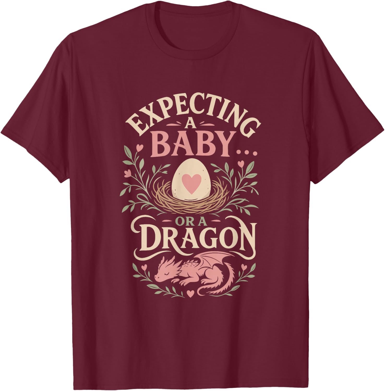 Pregnancy Dad Expecting A Baby OR A Dragon Funny T-Shirt - T-Shirt | Maroon
