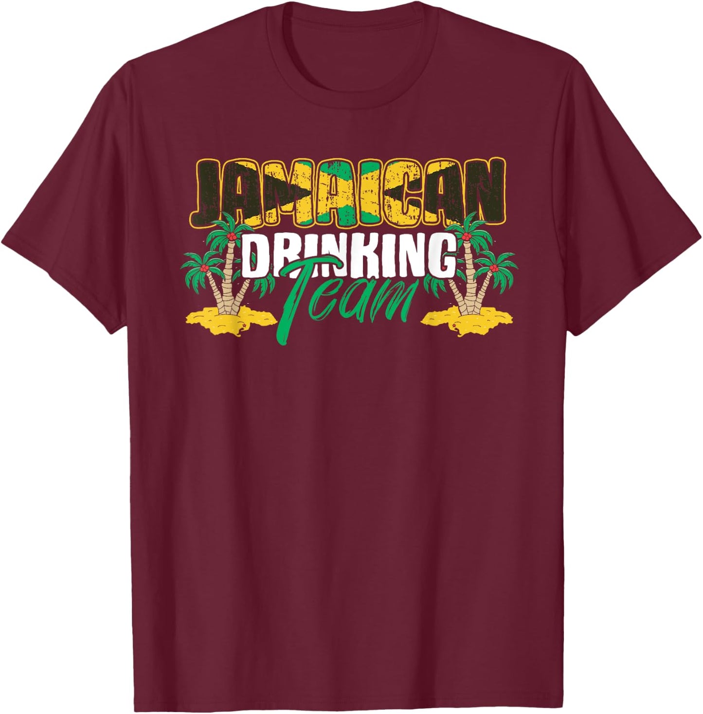 Jamaican Drinking Team Jamaica Flag Beer Lover Men Women T-Shirt - T-Shirt | Maroon