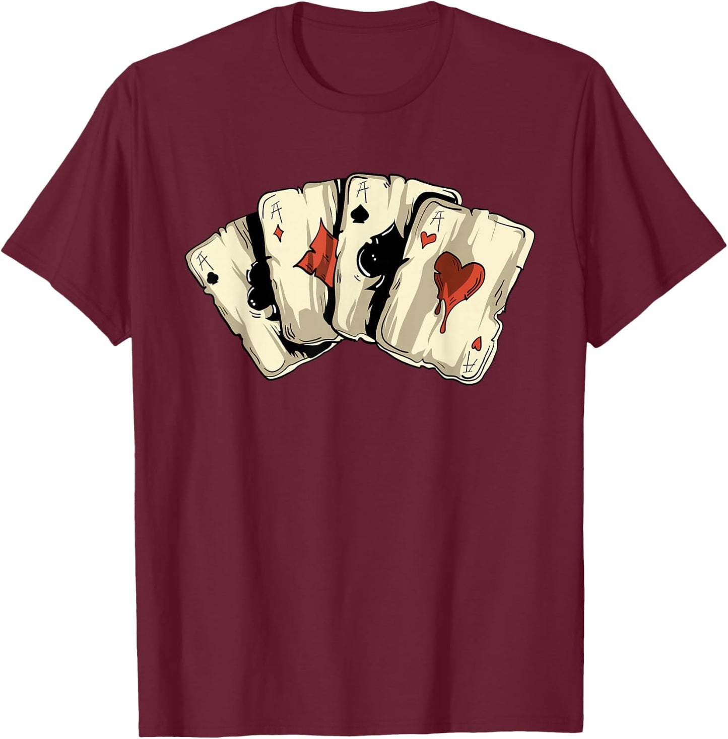 Poker Player Texas Holdem - Card Game Poker T-Shirt - T-Shirt | Maroon