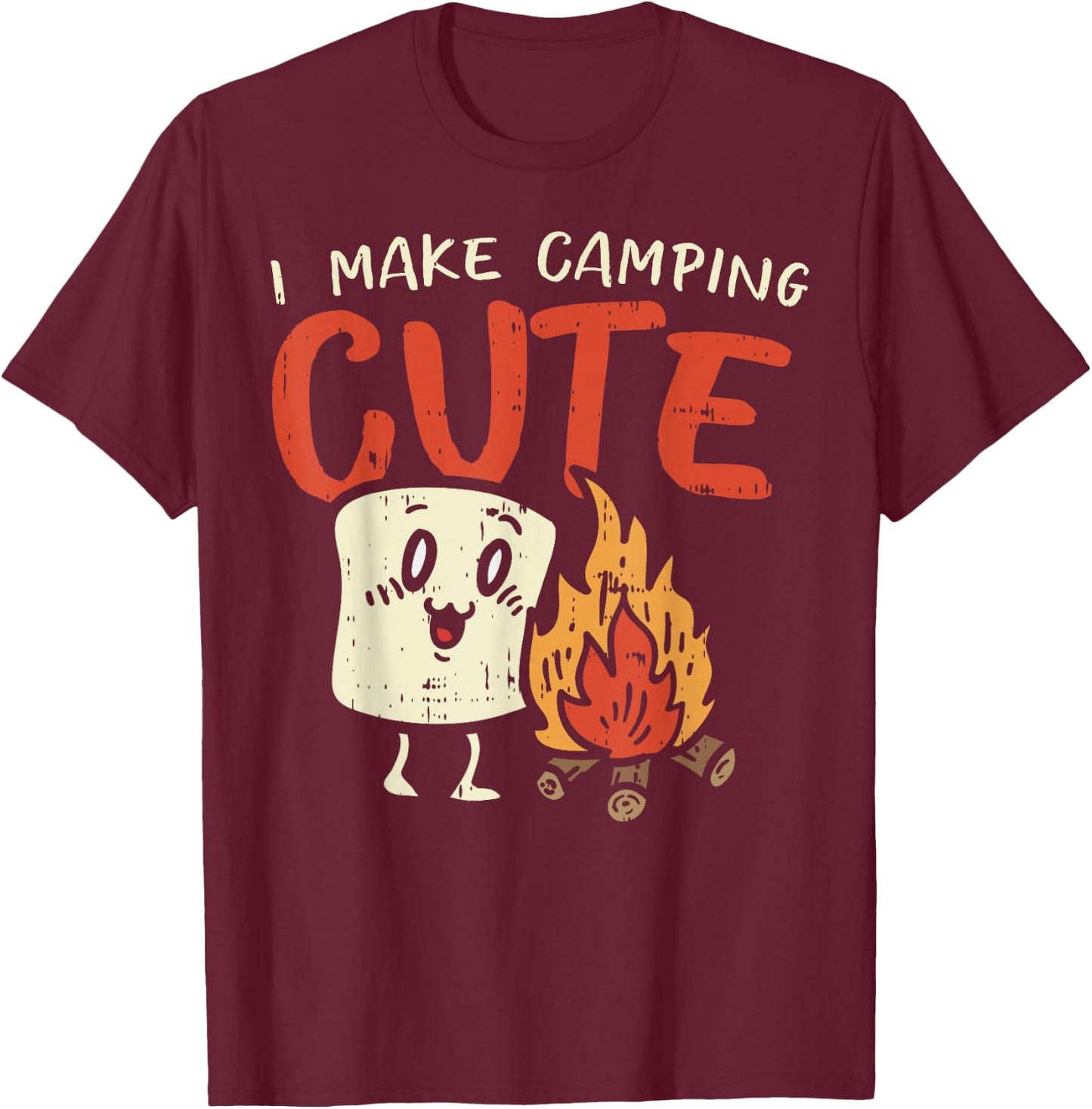 I Make Camping Cute Marshmallow Campfire Camper Kids Gift T-Shirt - T-Shirt | Maroon