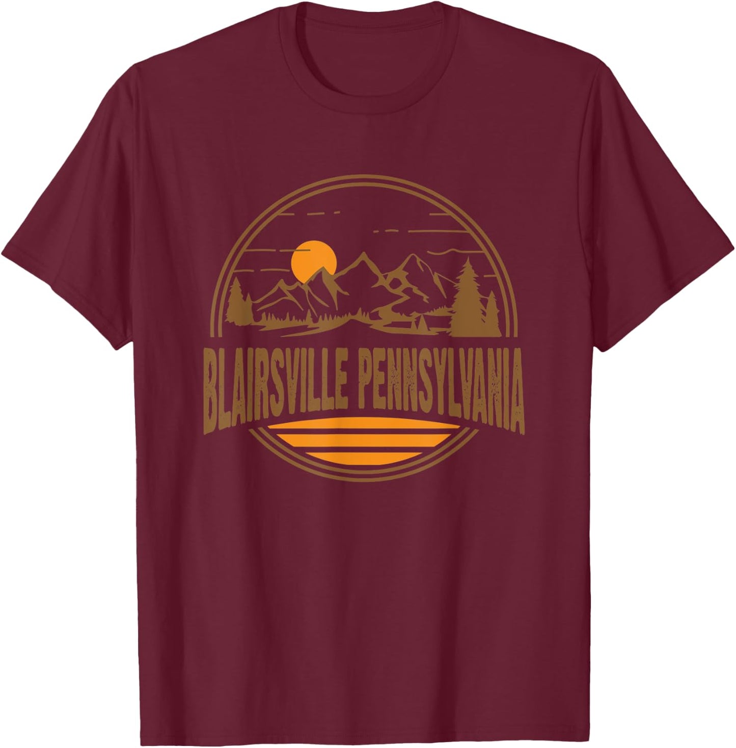 Vintage Blairsville Pennsylvania Mountain Hiking Print T-Shirt - T-Shirt | Maroon