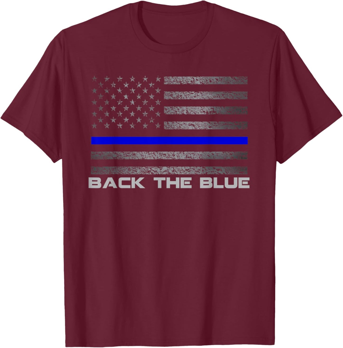 Back The Blue Thin Blue Lines Flag Police Support T-Shirt - T-Shirt | Maroon