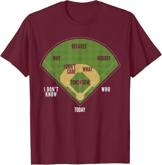 Whos On First Baseball for a Who's on First Baseball Fan T-Shirt - T-Shirt | Maroon