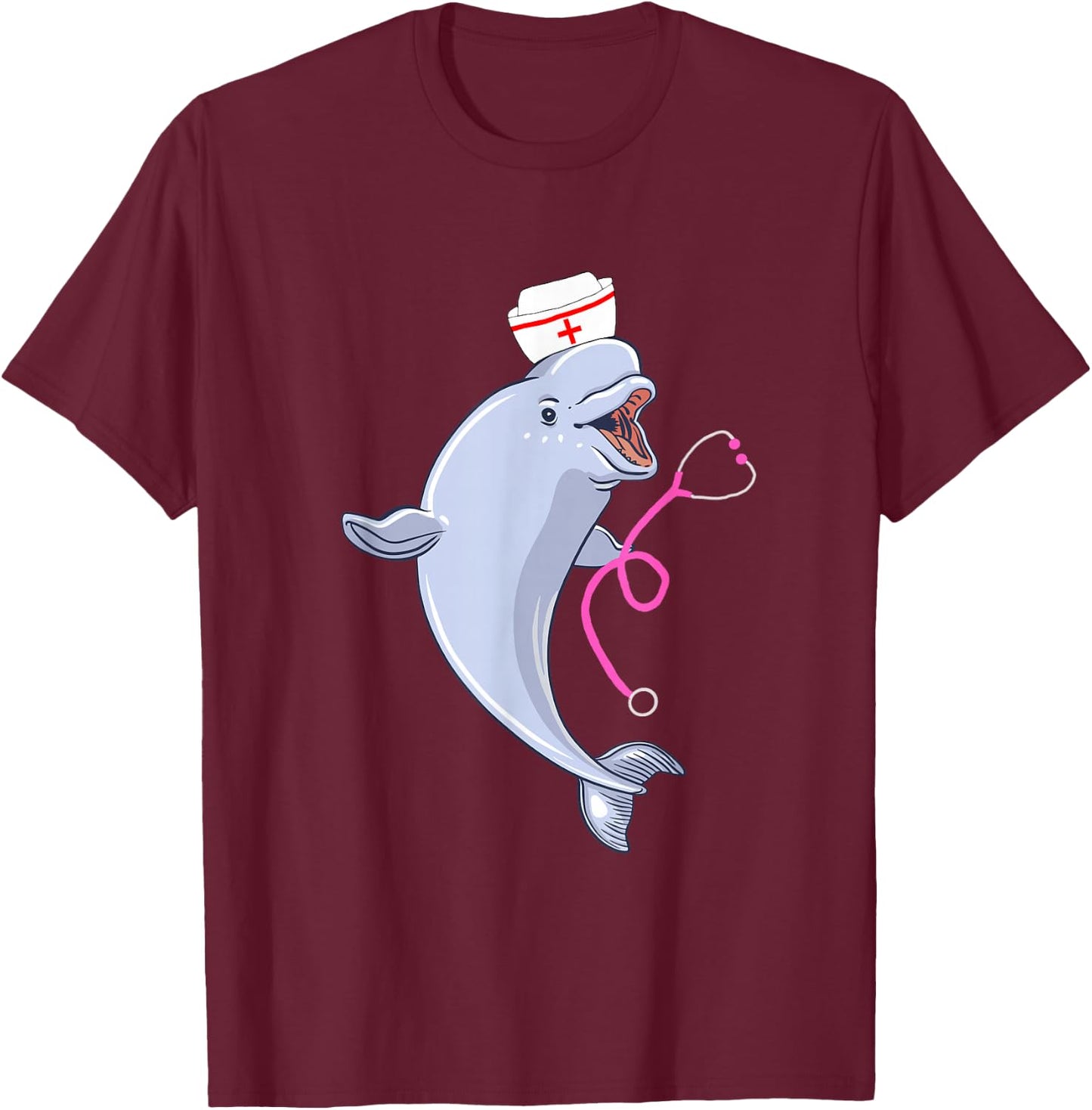 Beluga Whale Medical Nurse Medic RN White Arctic Whale T-Shirt - T-Shirt | Maroon