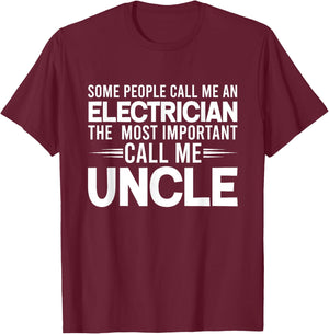 Proud Uncle Electrician Electric Uncles Gifts T-Shirt - T-Shirt | Maroon