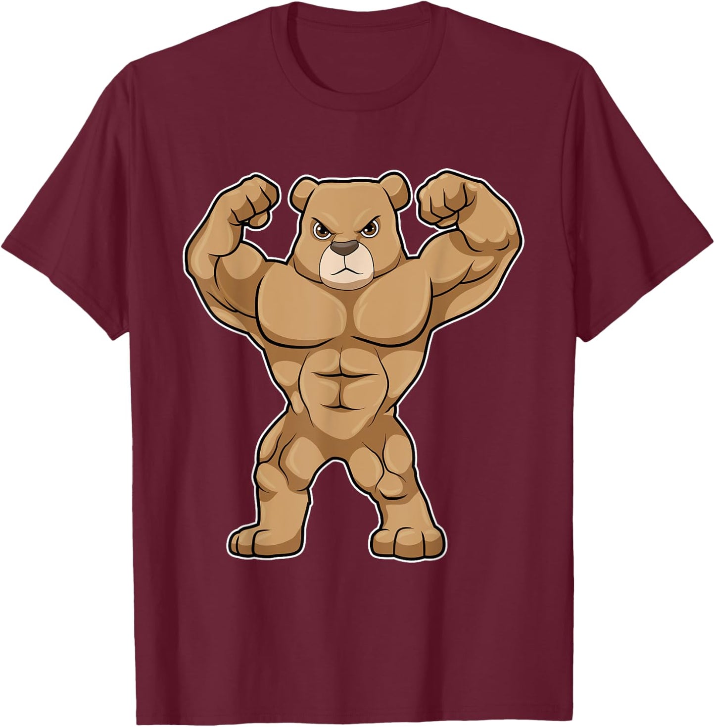 Bear Bodybuilder Bodybuilding Sports T-Shirt - T-Shirt | Maroon