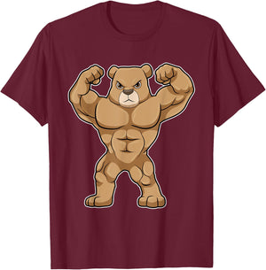 Bear Bodybuilder Bodybuilding Sports T-Shirt - T-Shirt | Maroon