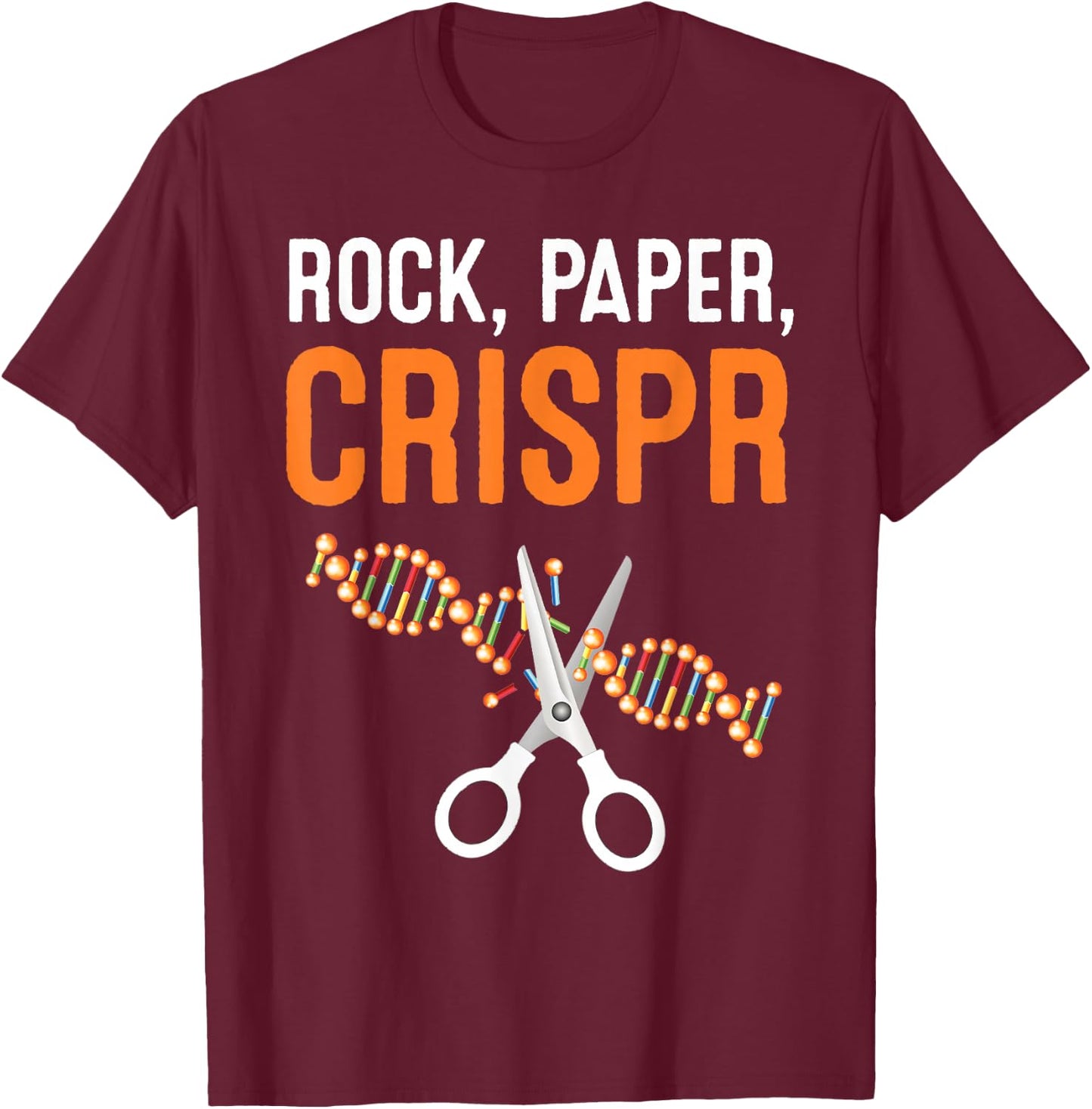 Crispr Rock Paper Scissors Scientist Biologist Gift T-Shirt - T-Shirt | Maroon