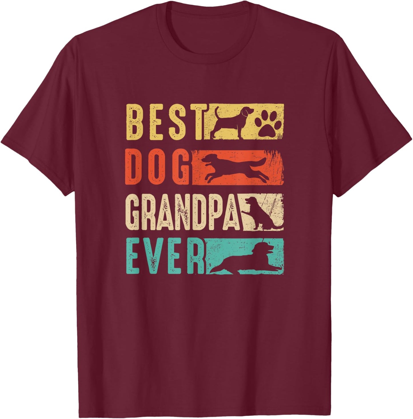 Vintage Best Dog Grandpa Ever Retro Mothers Day Dog Lovers T-Shirt - T-Shirt | Maroon