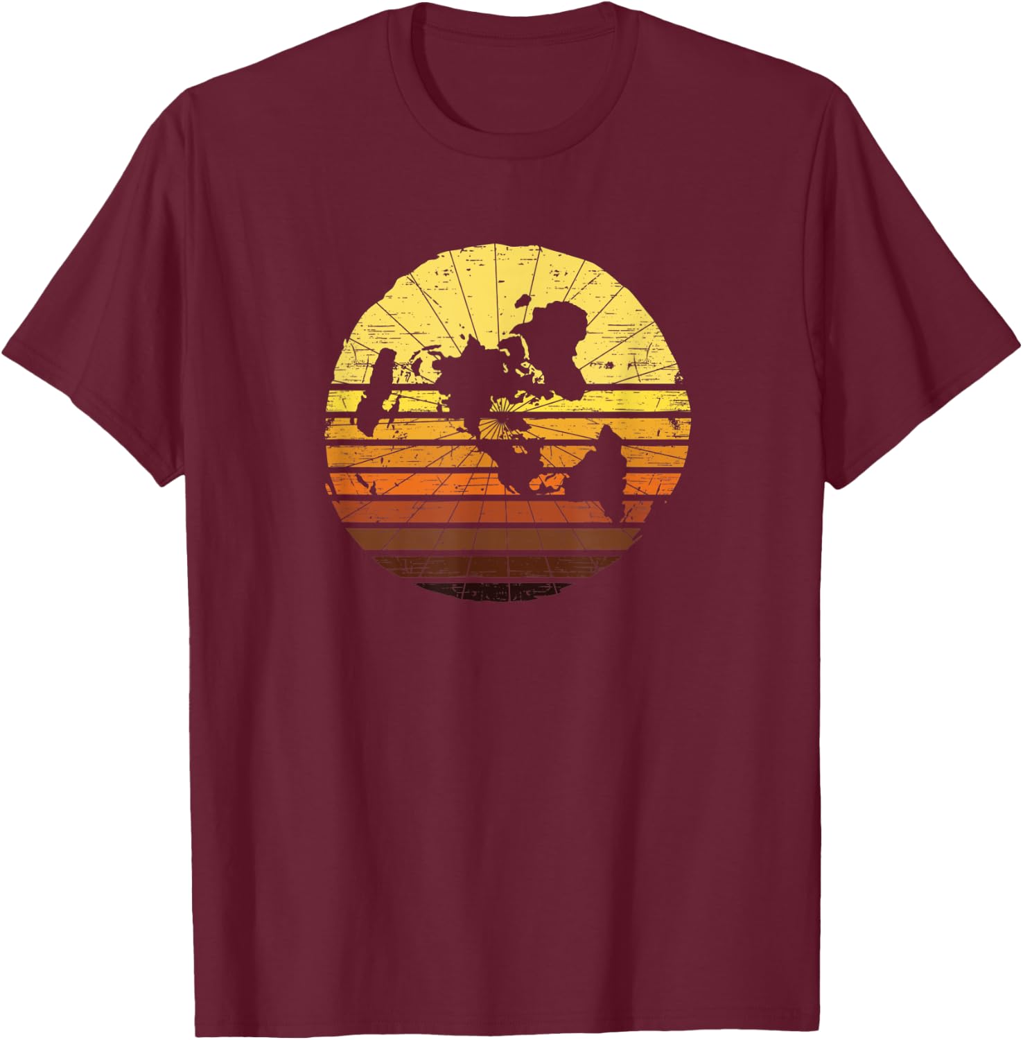 Flat Earth Conspiracy Theory Retro Earth Day Ice Wall Plane T-Shirt - T-Shirt | Maroon