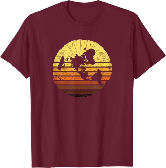 Flat Earth Conspiracy Theory Retro Earth Day Ice Wall Plane T-Shirt - T-Shirt | Maroon