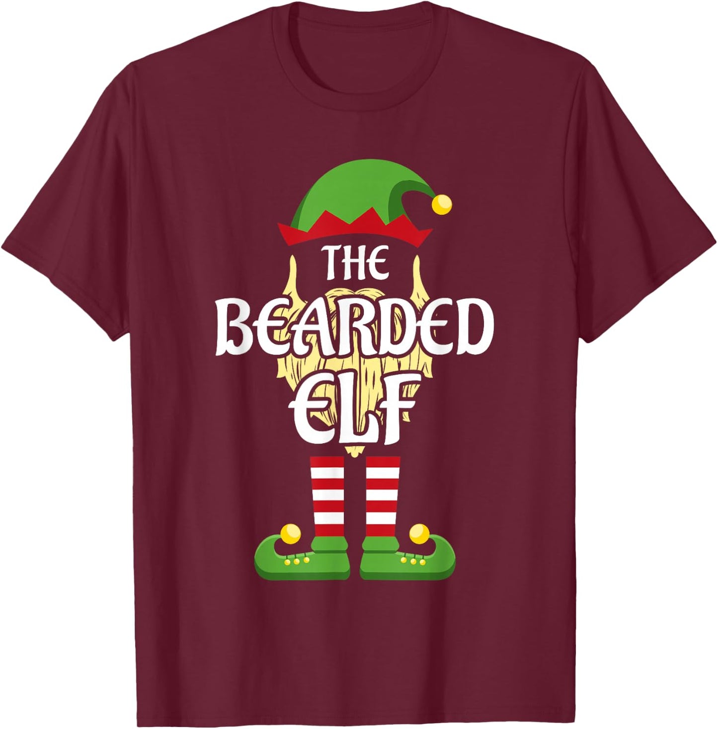 Bearded Elf Family Matching Group Christmas T-Shirt - T-Shirt | Maroon