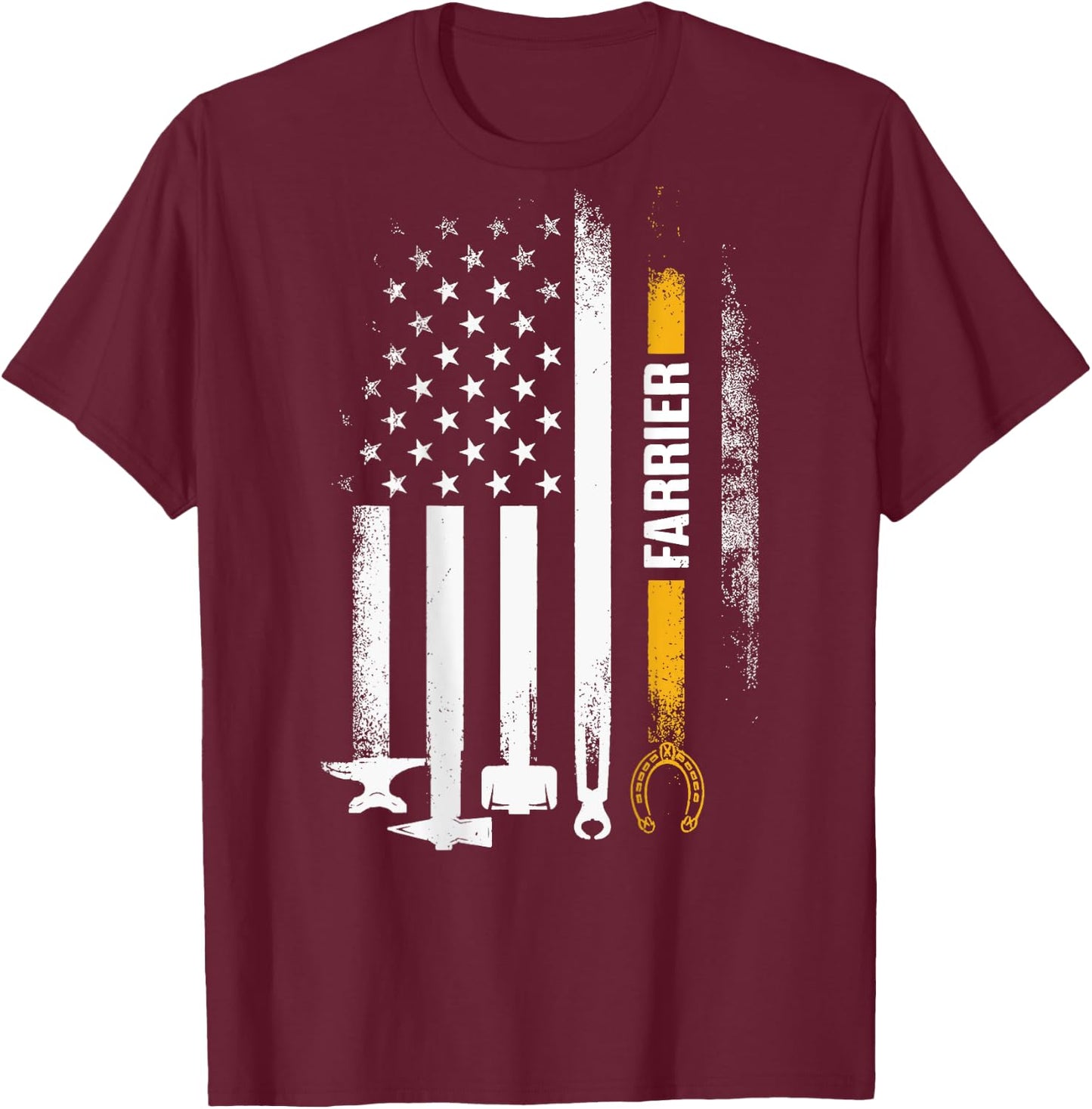 America Flag Farrier T-Shirt - T-Shirt | Maroon