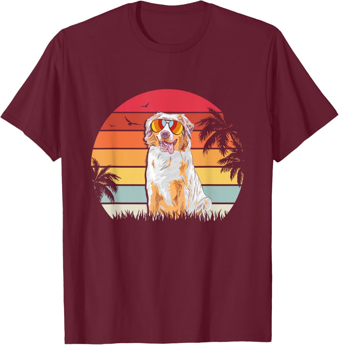 Australian Shepherd Retro style dog lover apparel T-Shirt - T-Shirt | Maroon