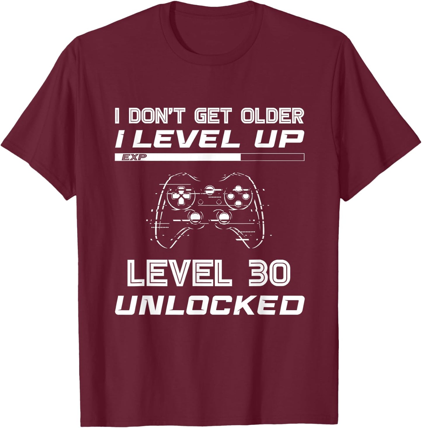 Level 30 Unlocked Gamer 30th Birthday Decorations Party 1992 T-Shirt - T-Shirt | Maroon