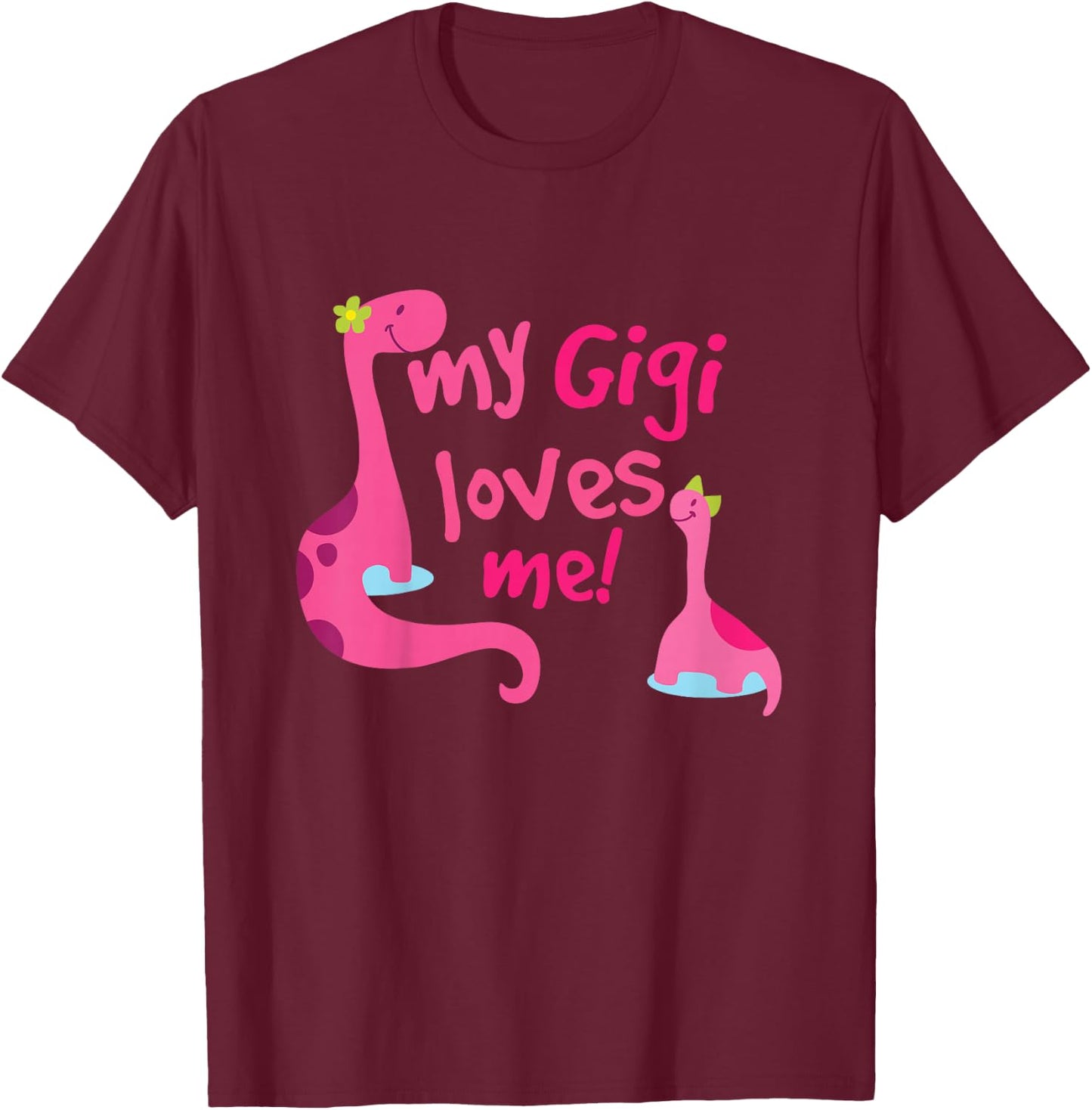 Kids My Gigi Loves Me Cute Granddaughter Dinosaur T-Shirt - T-Shirt | Maroon