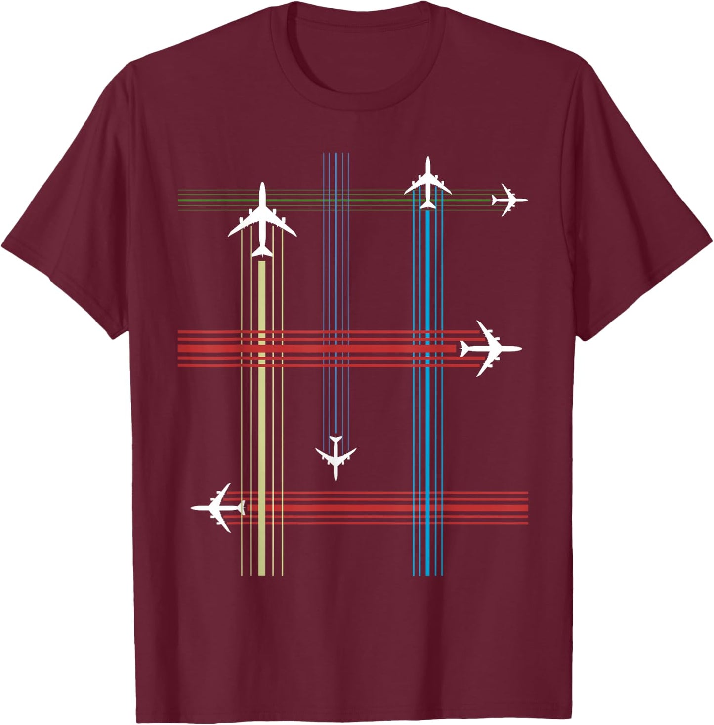 Retro 747 Airliner Contrail Vintage Aircraft Pilot T-Shirt - T-Shirt | Maroon