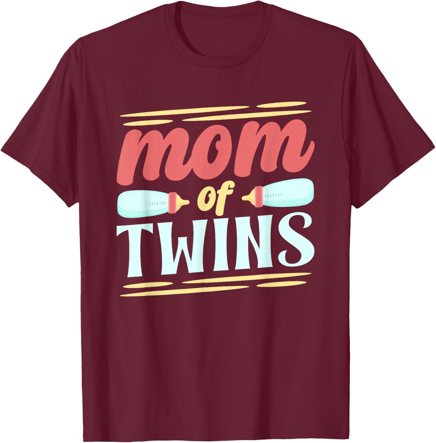 Mother of Twins Humour Twin Twins Boys Mum T-Shirt - T-Shirt | Maroon