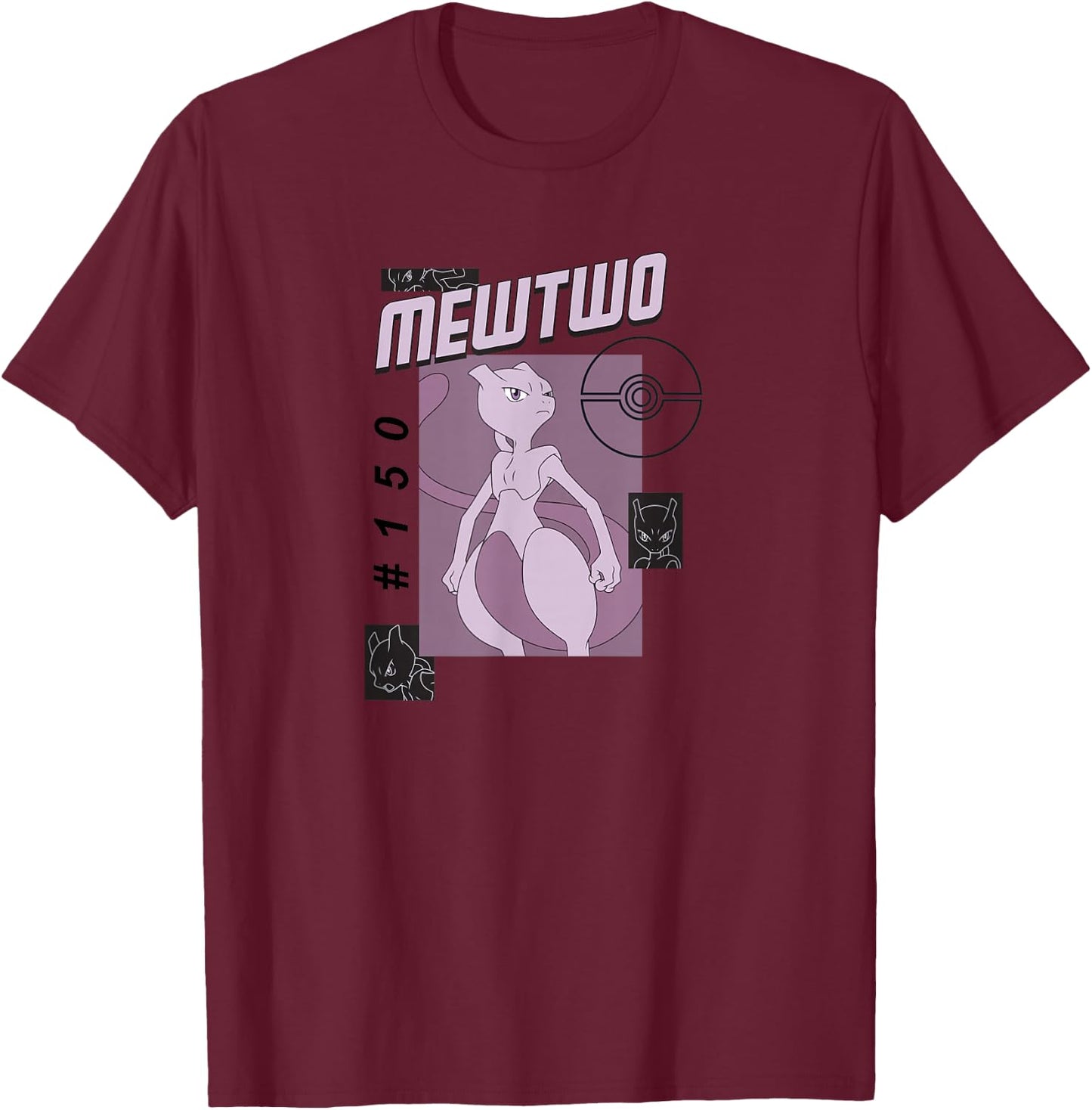 Pokemon Mewtwo #150 T-Shirt - T-Shirt | Maroon
