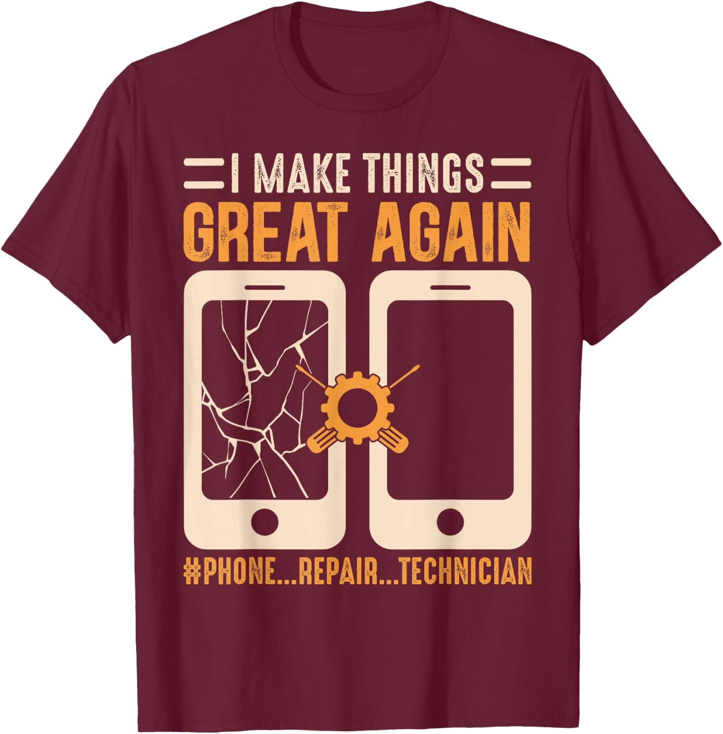 Mobile Phone Repair Shirt Funny Smartphone Electrician T-Shirt - T-Shirt | Maroon