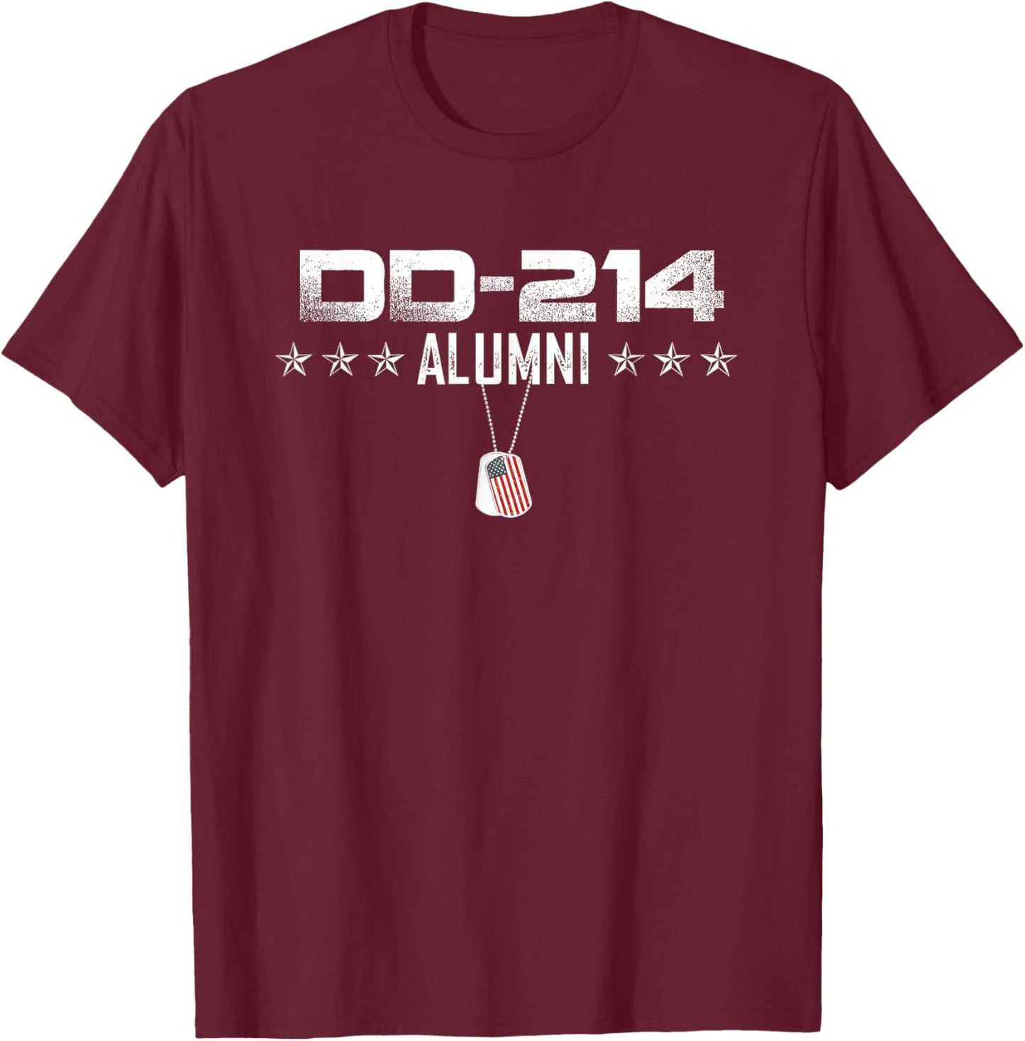 Patriotic DD-214 Alumni Dogtag - Military T-Shirt - T-Shirt | Maroon