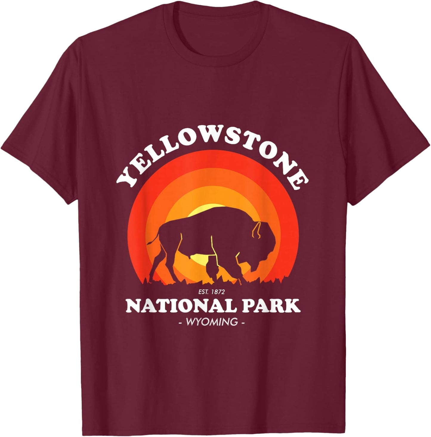 Yellow Stone National Park- Vintage T-Shirt - T-Shirt | Maroon