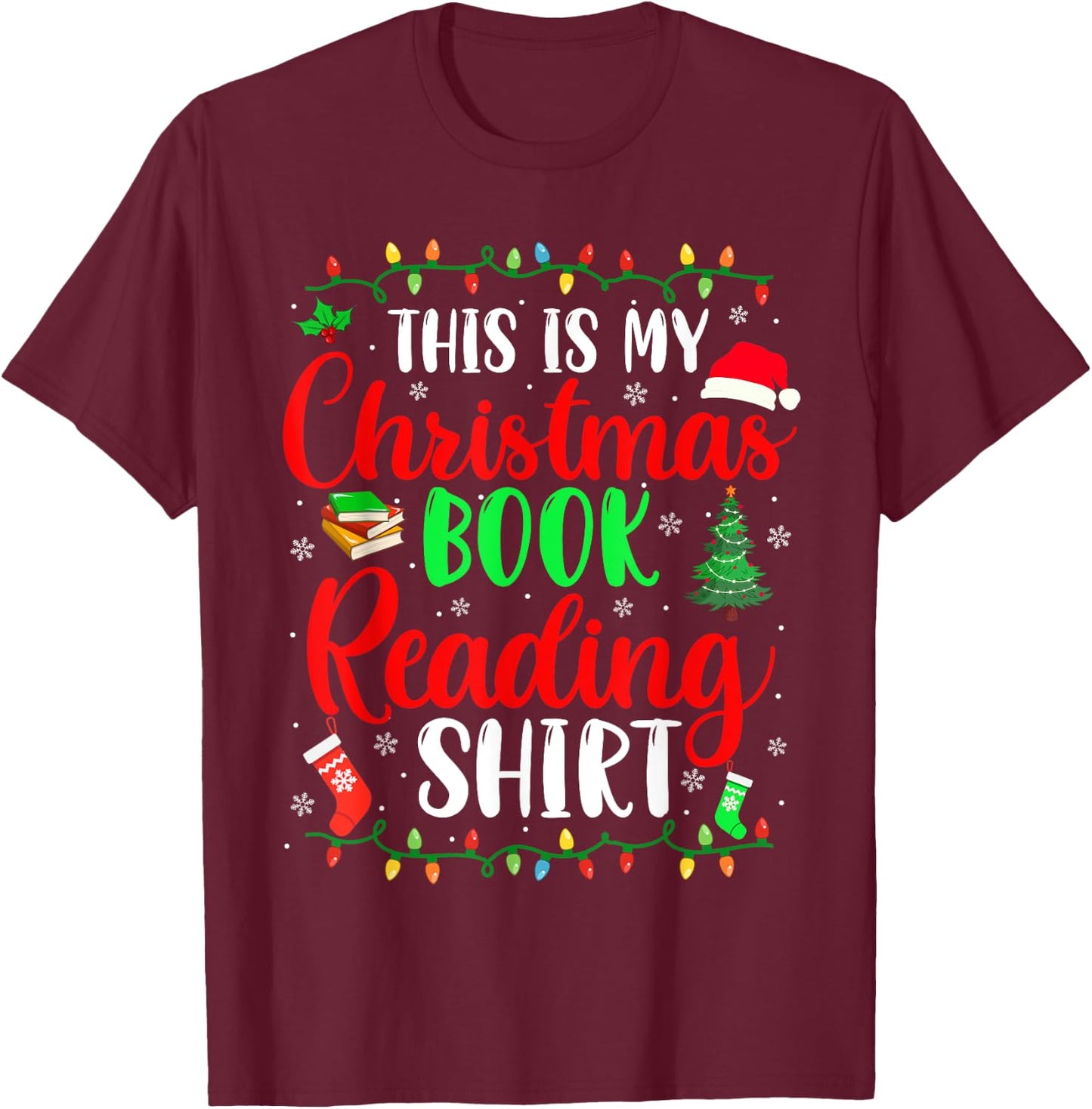 This Is My Christmas Pajama Book Reading Shirt Family Group T-Shirt - T-Shirt | Maroon