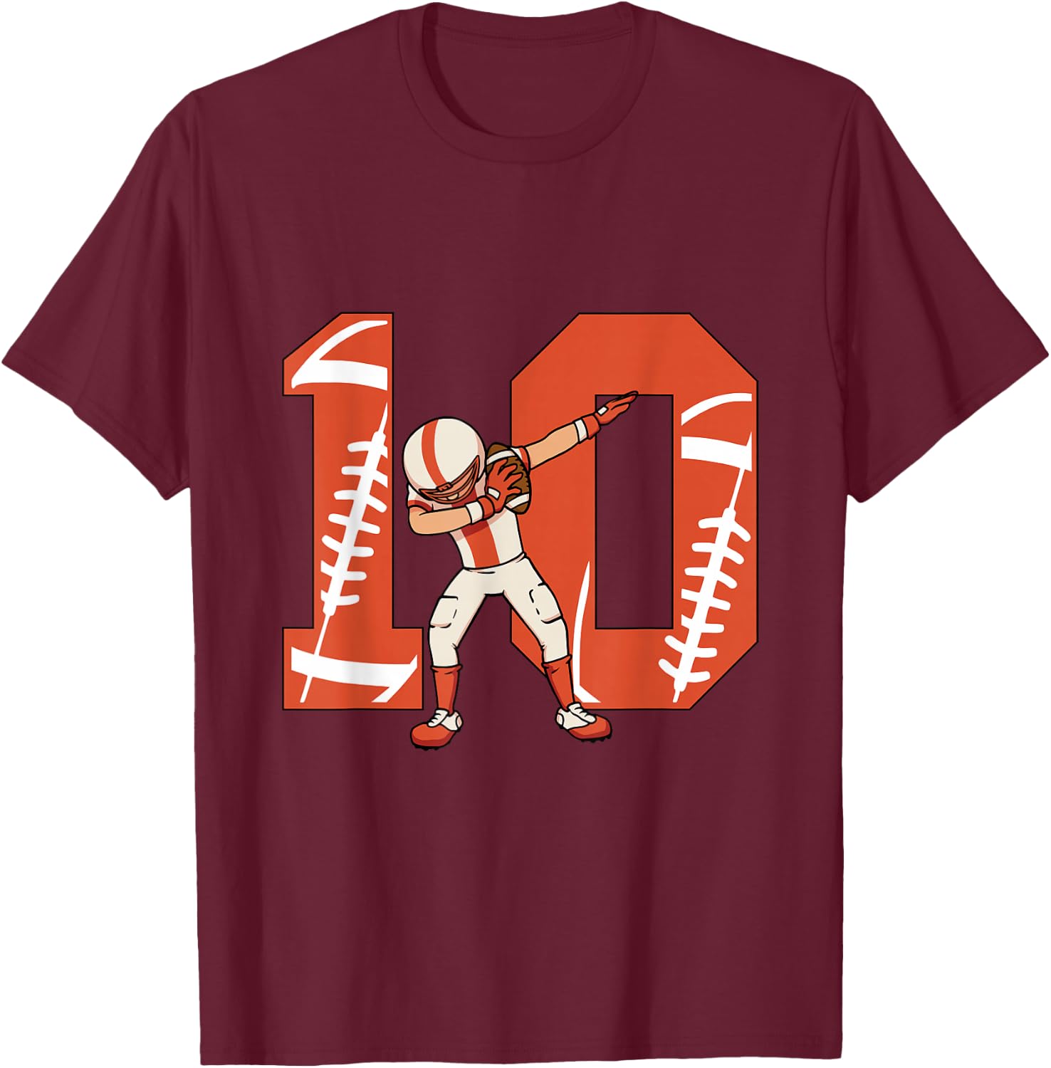 10 Years Old Boy Football Player 10th Football Birthday Kids T-Shirt - T-Shirt | Maroon