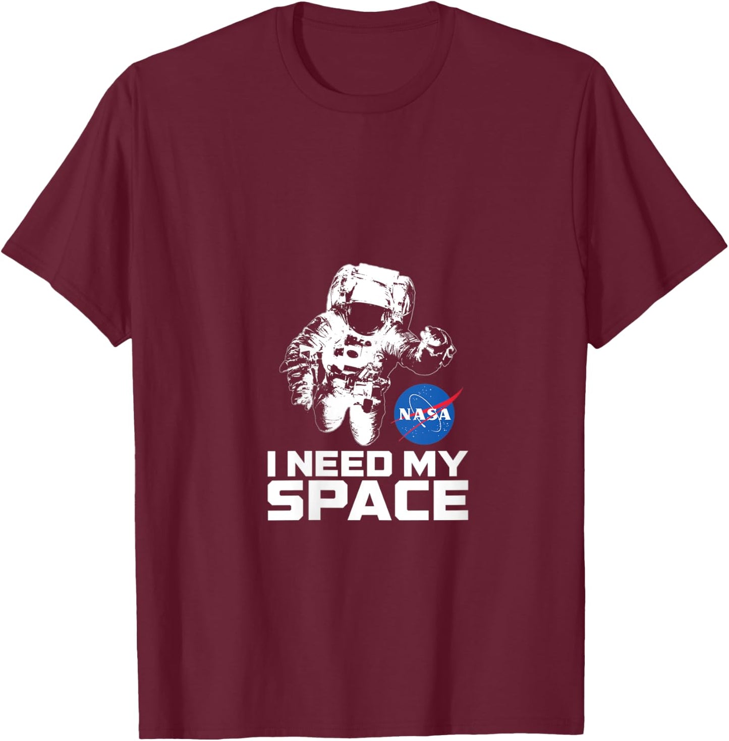 I Need My Space Shirt with Astronaut - NASA Space V-Neck T-Shirt - T-Shirt | Maroon
