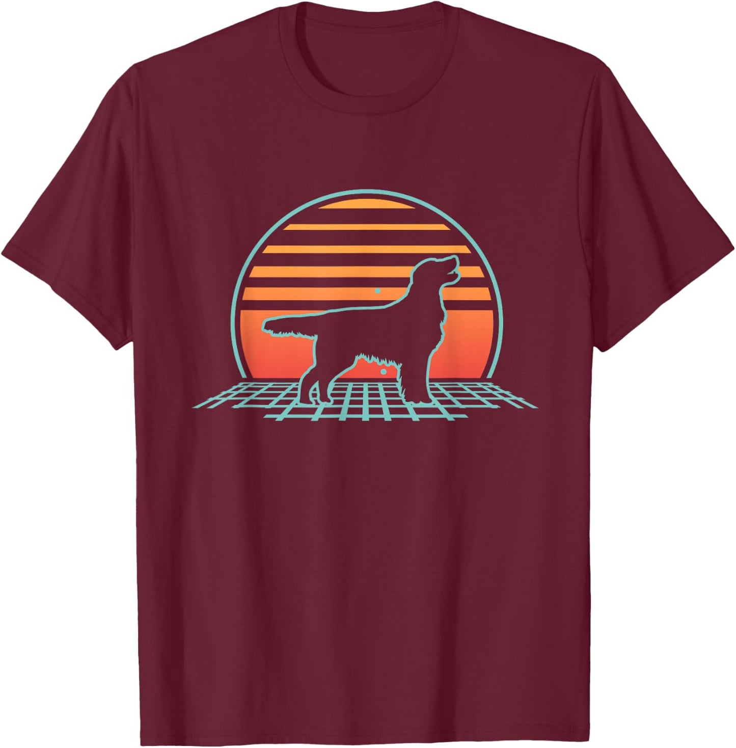Flat-Coated Retriever Flat-Coat Dog 80's Retro Vintage T-Shirt - T-Shirt | Maroon