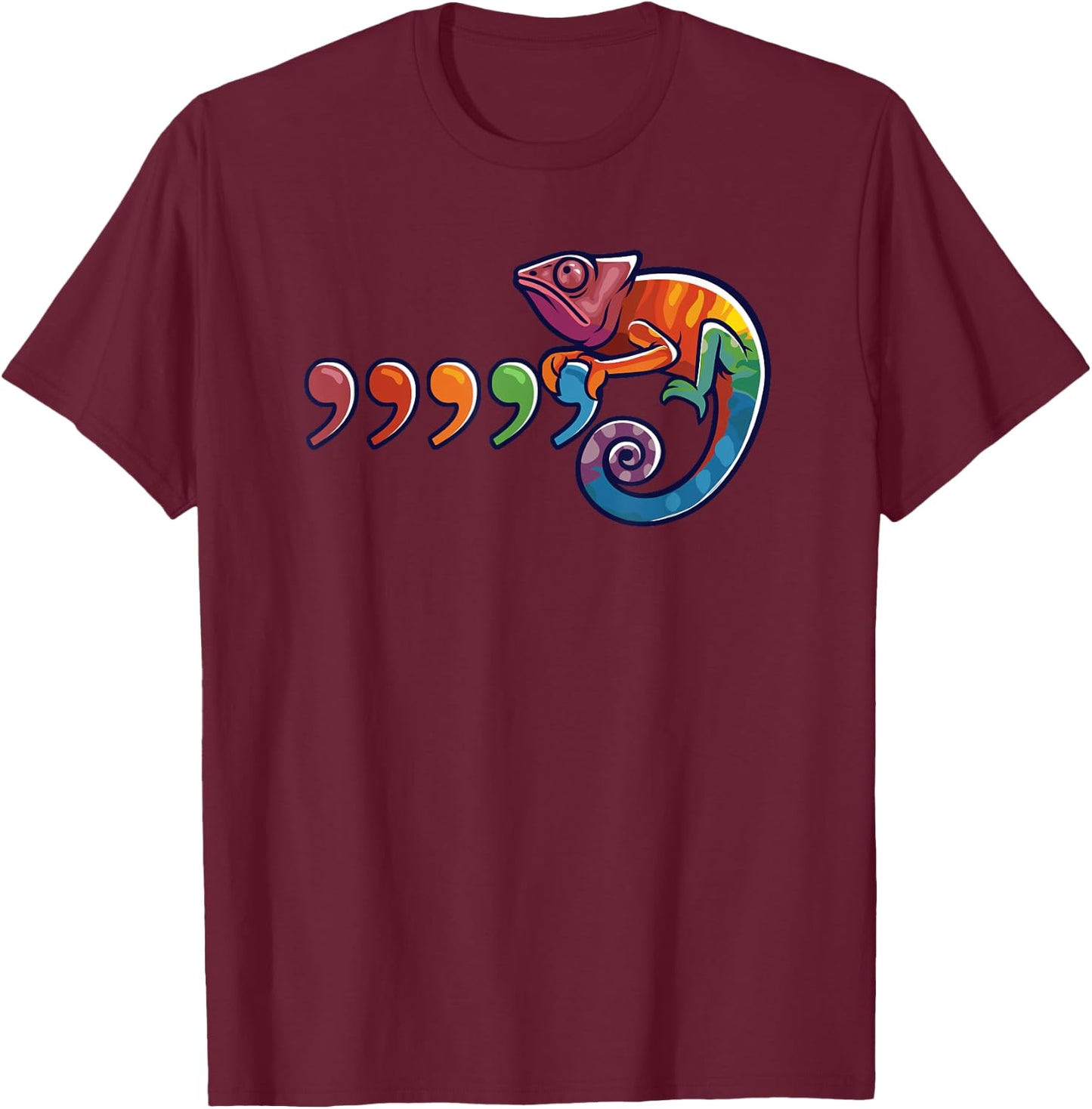 Comma Chameleon Funny 80's Throwback The Original T-Shirt - T-Shirt | Maroon