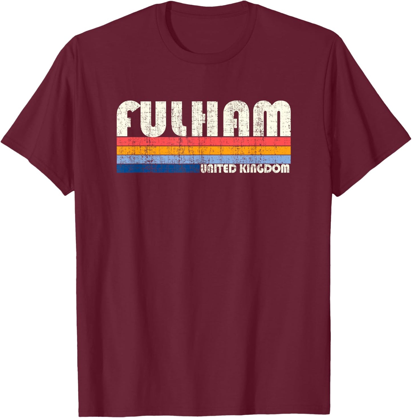 Retro Vintage 70s 80s Style Fulham, United Kingdom T-Shirt - T-Shirt | Maroon